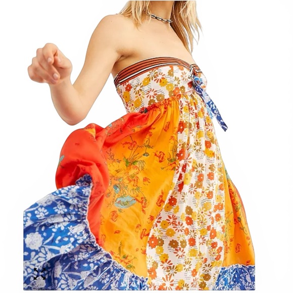 Free People Golden Dreams Maxi dress size large
Patchwork strapless vacation - Picture 2 of 16